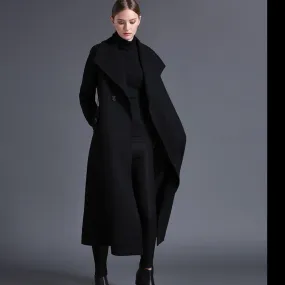 Stylish Winter Women's Dark Wool Coat