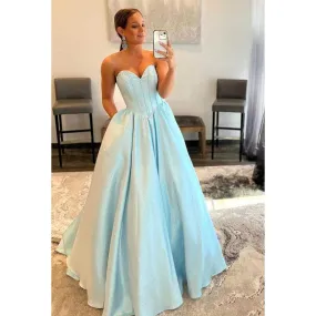 Sweetheart Strapless Sparkly A-line Long Prom Gown With Pockets