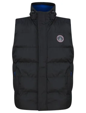 Tahmores Quilted Microfleece Lined Puffer Gilet with Hood in Jet Black - Tokyo Laundry Active Tech