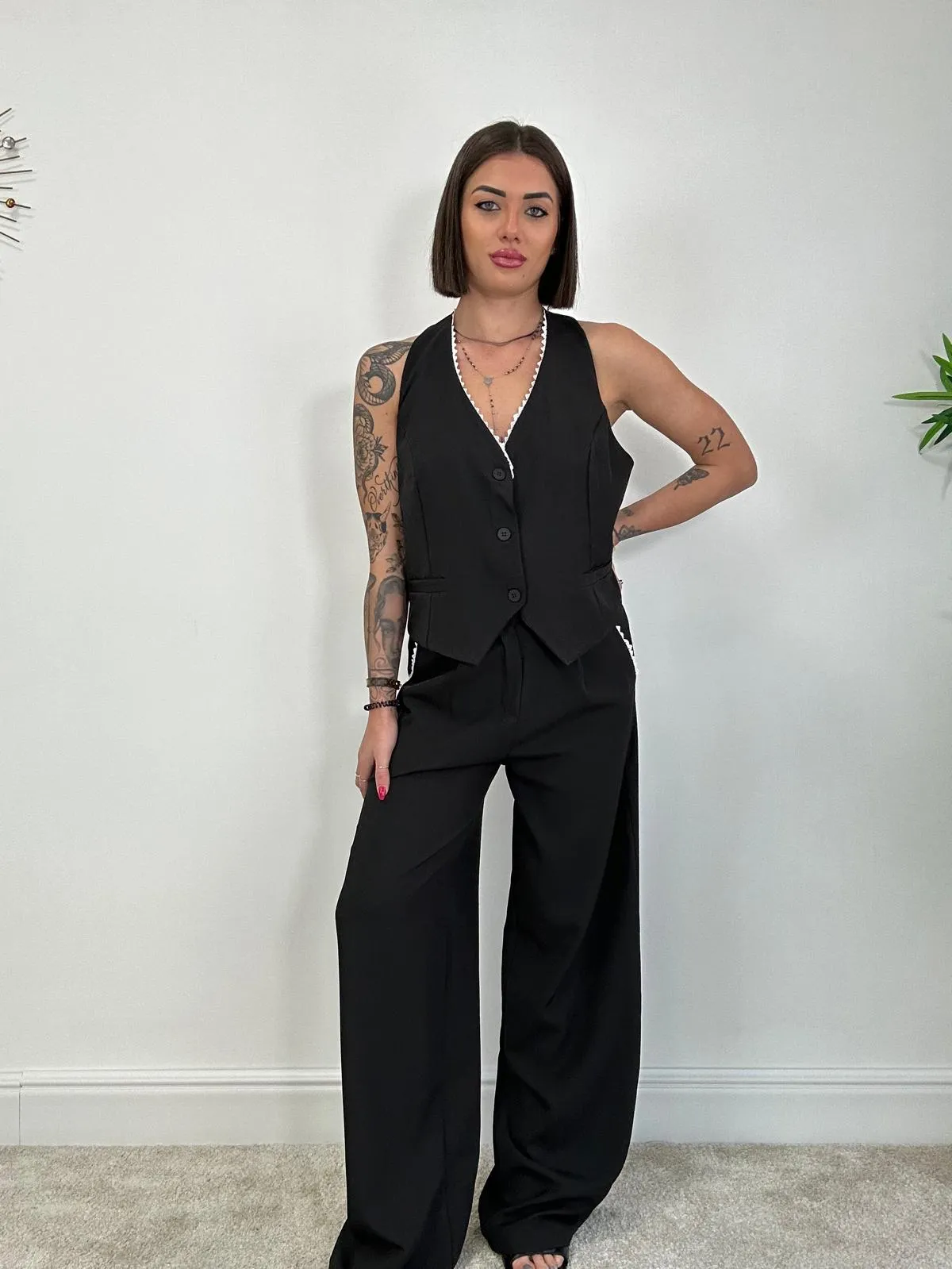 Tailleur Havana (Blazer Crop   Gilet   Pantalone) Nero