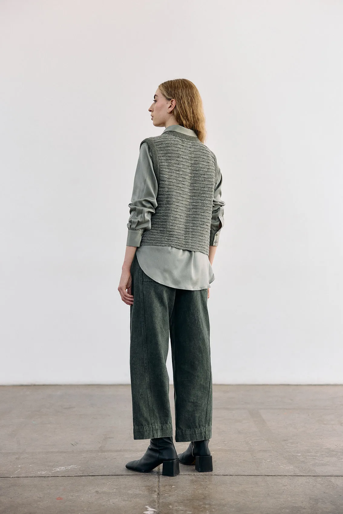 Textured Alpaca Knit Sweater Vest - Musgo