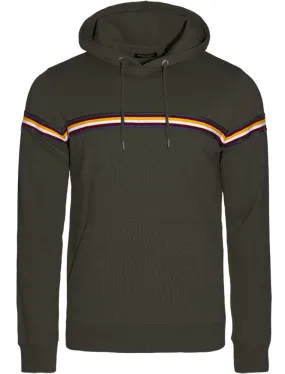 Trance Pullover Hoodie with Knitted Stripe Tape in Khaki