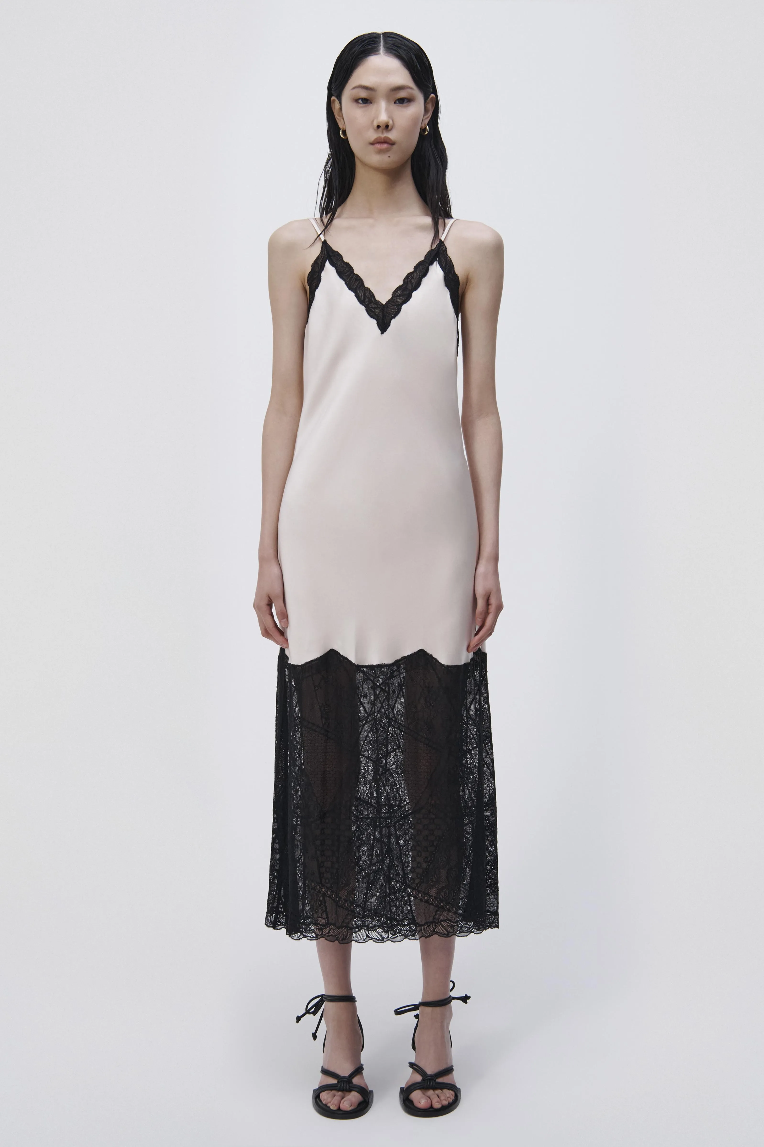 Trish Patchwork Lace Midi Slip Dress