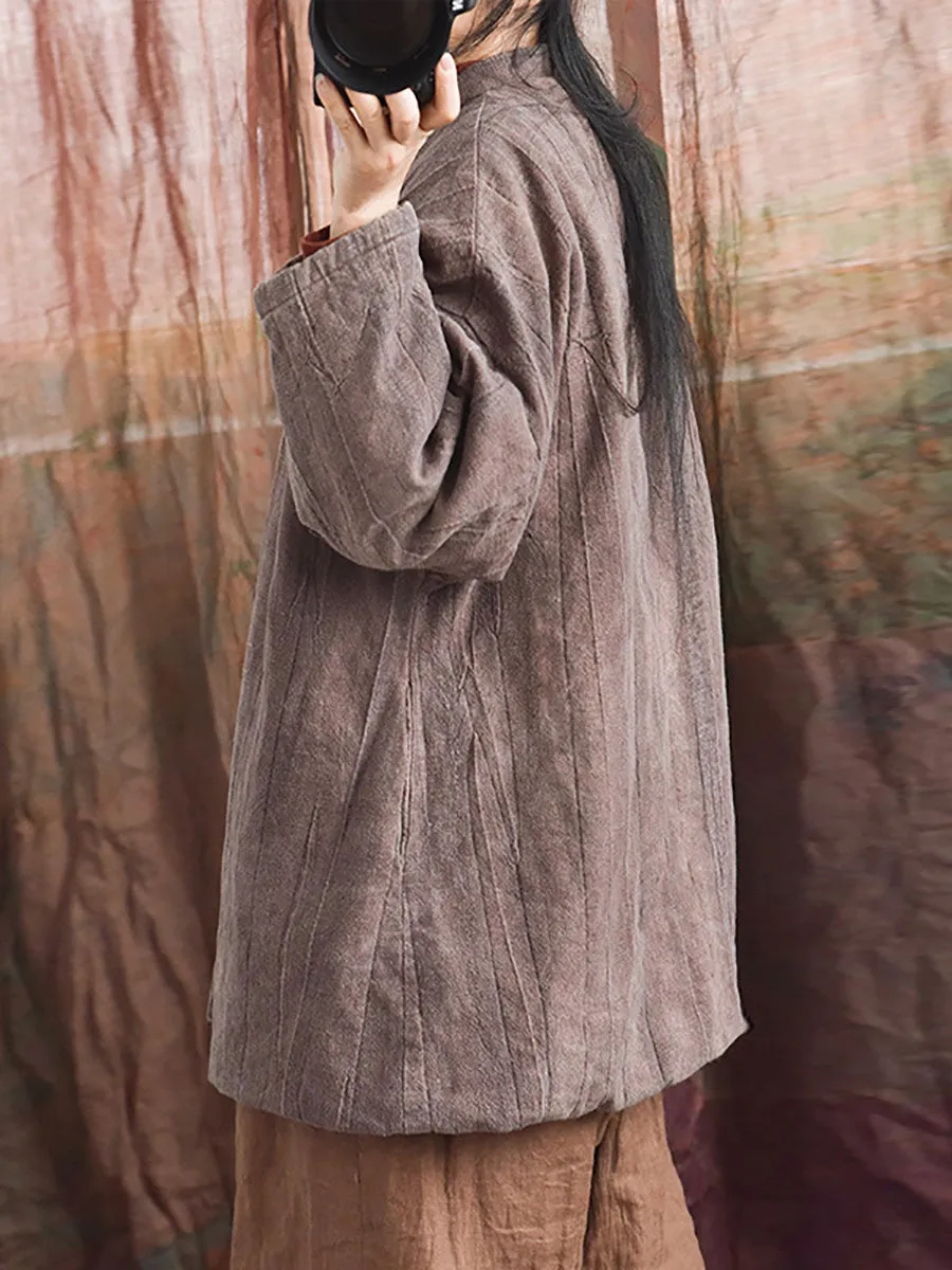 Women Winter Retro Warm Linen Coat