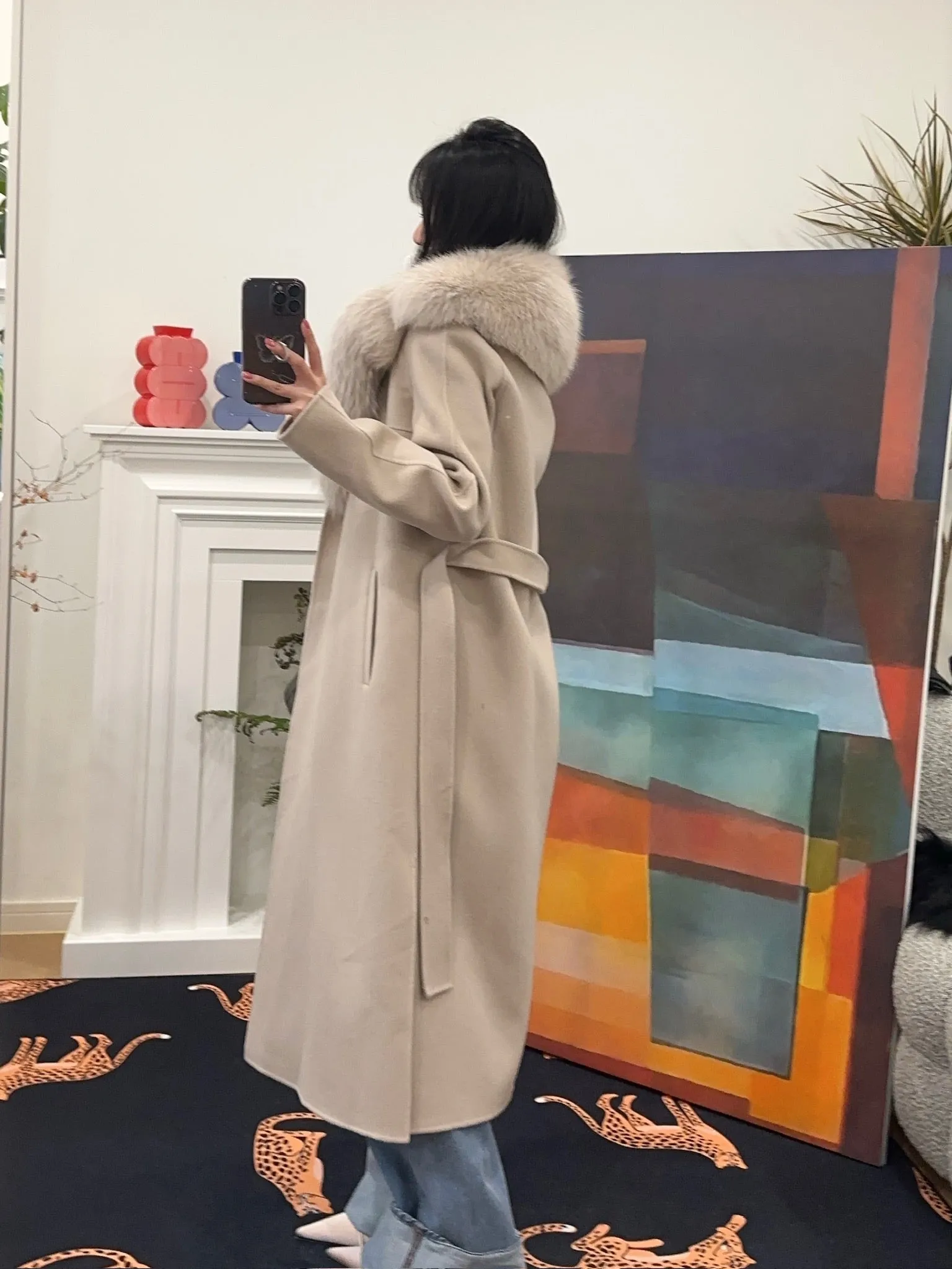 YVES SALOMON MANTEAU 119CM SABLE
