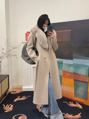 YVES SALOMON MANTEAU 119CM SABLE